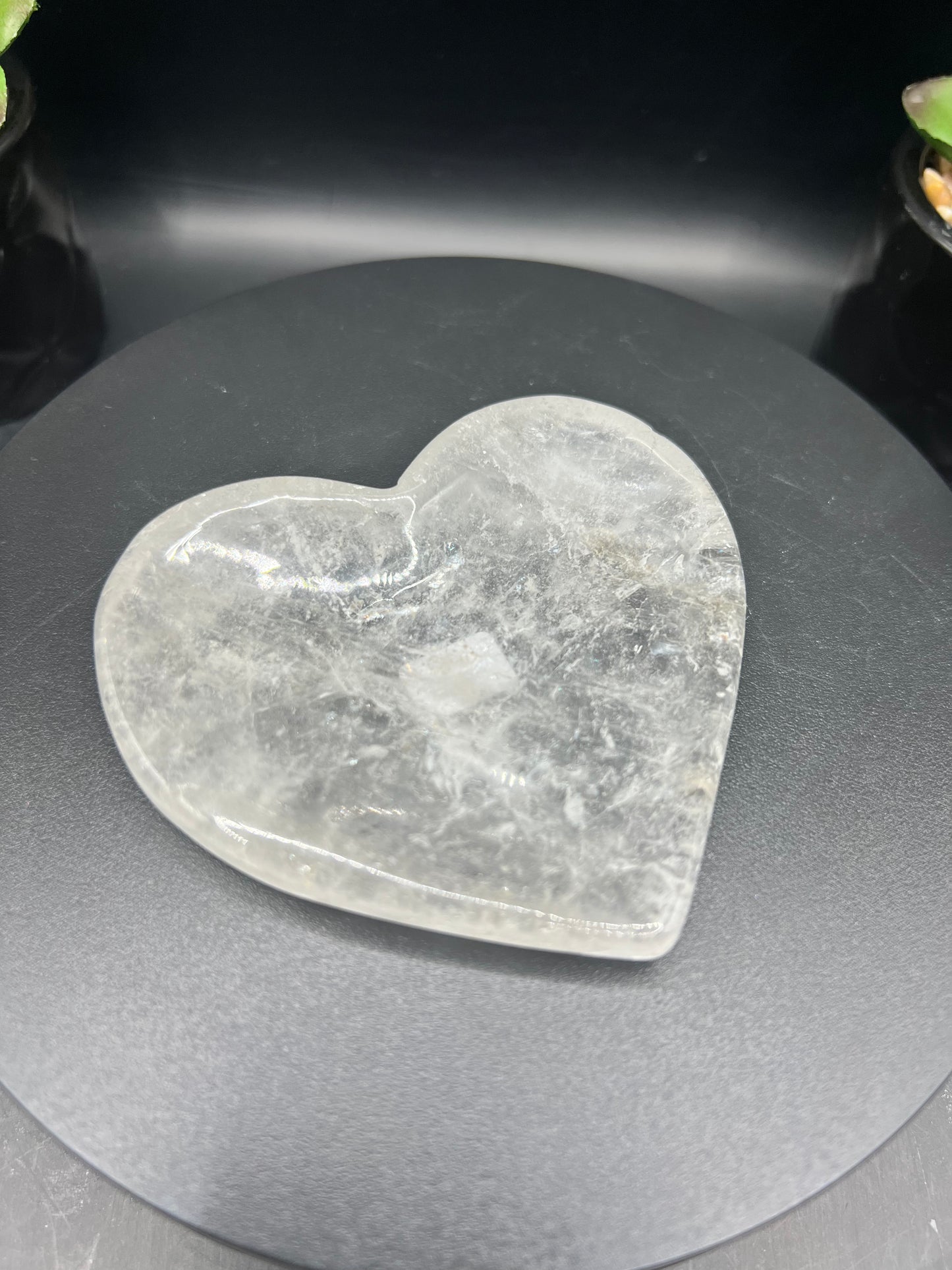 CLEAR QUARTZ HEART DISH