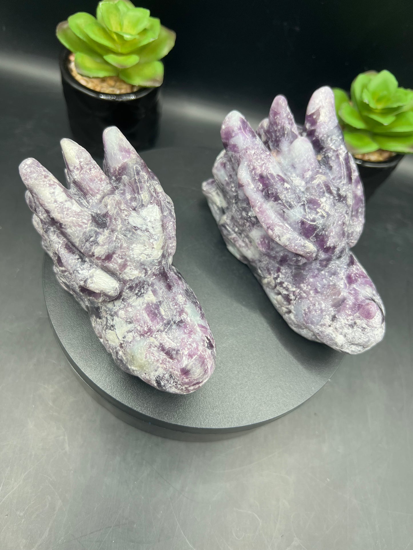 LEPIDOLITE DRAGON HEADS