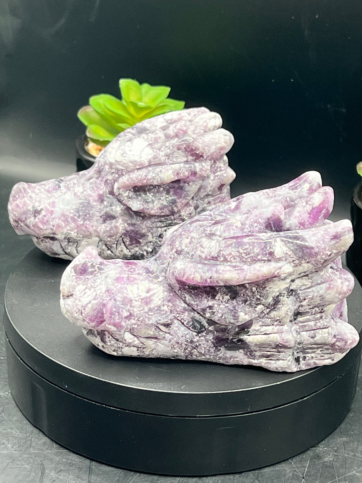 LEPIDOLITE DRAGON HEADS