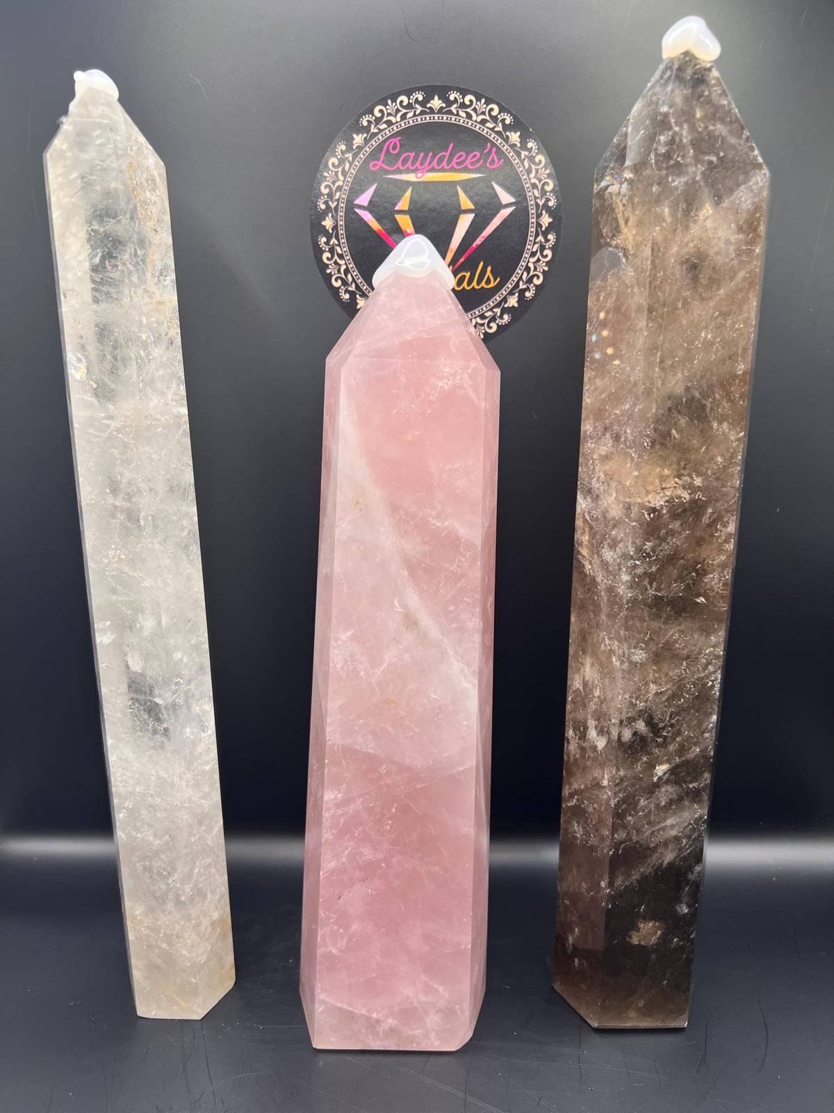 LARGE CHUNKY ROSE QUARTZ TOWER