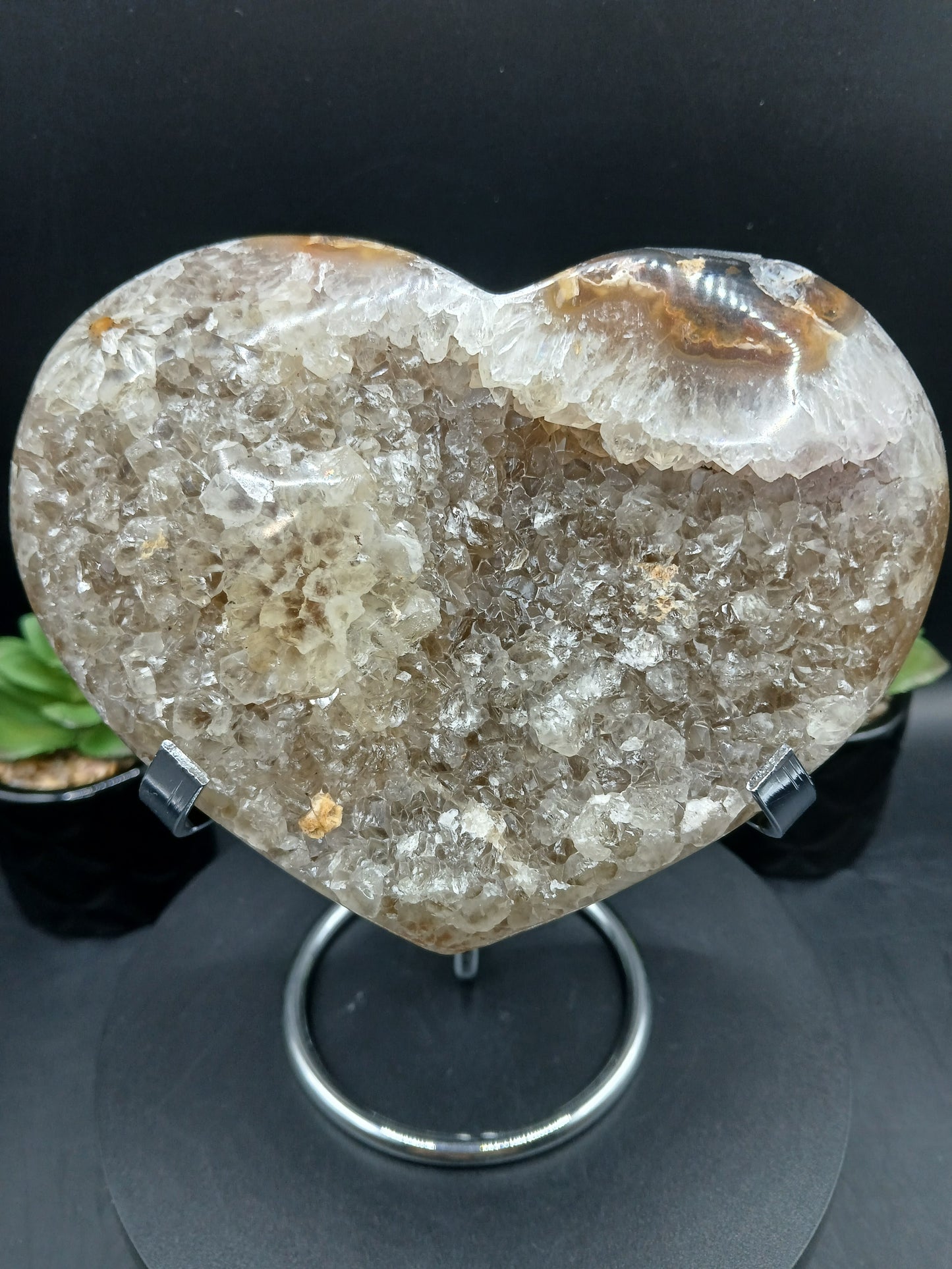LARGE DRUZY AGATE HEART