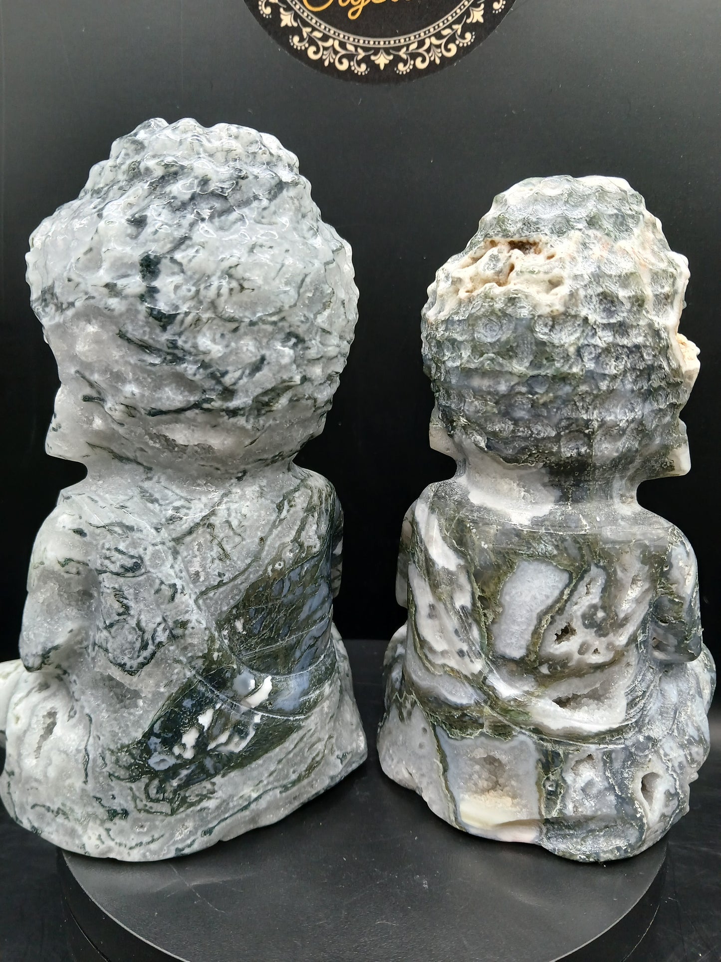 LARGE DRUZY MOSS AGATE BUDDHA'S