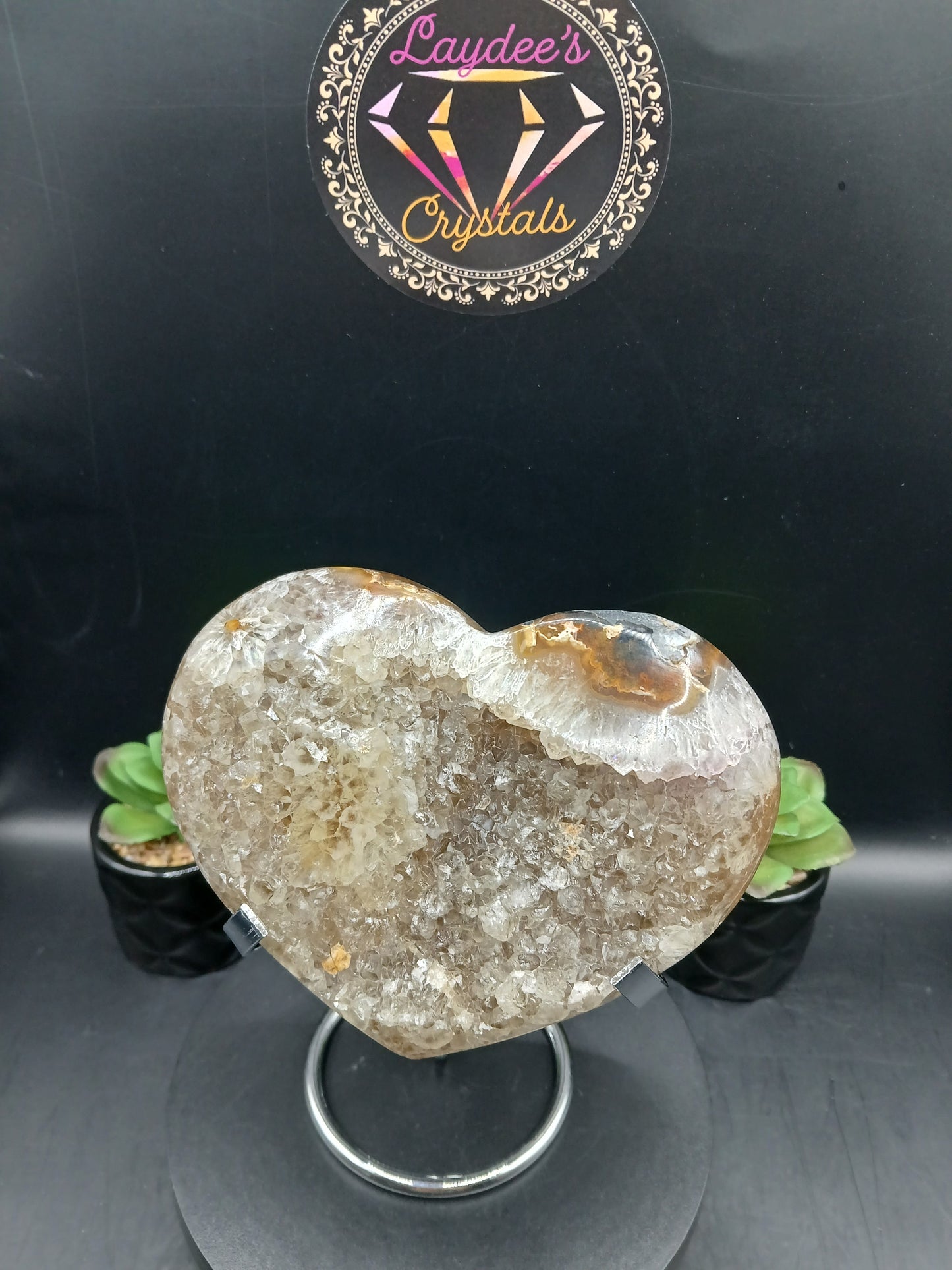 LARGE DRUZY AGATE HEART