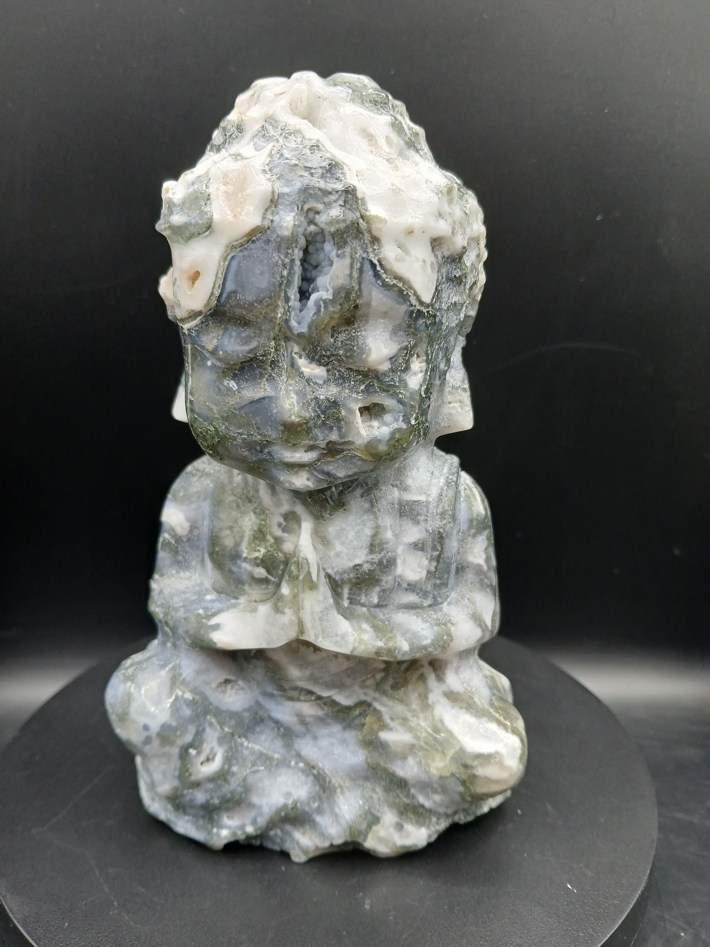 LARGE DRUZY MOSS AGATE BUDDHA'S