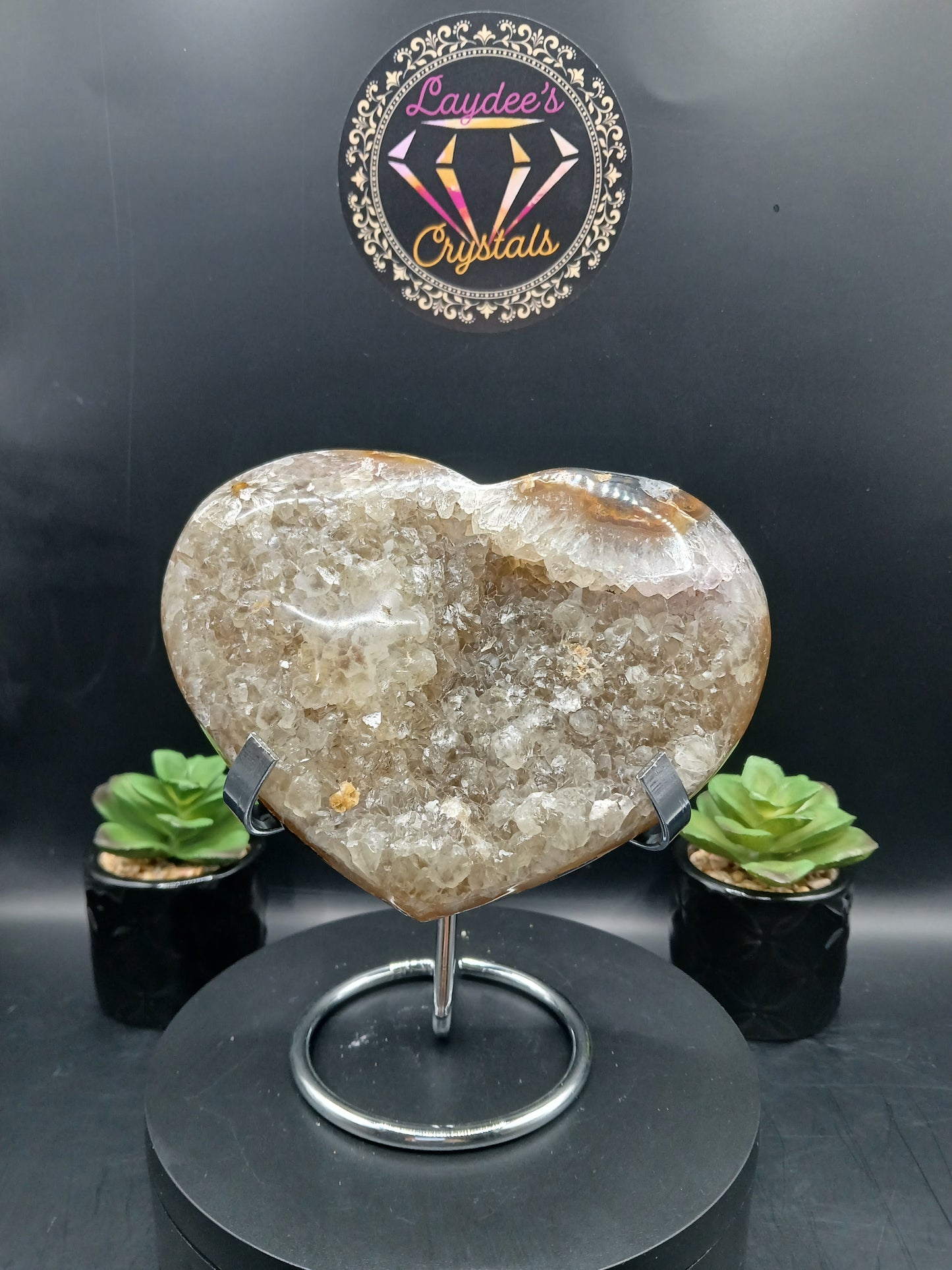 LARGE DRUZY AGATE HEART