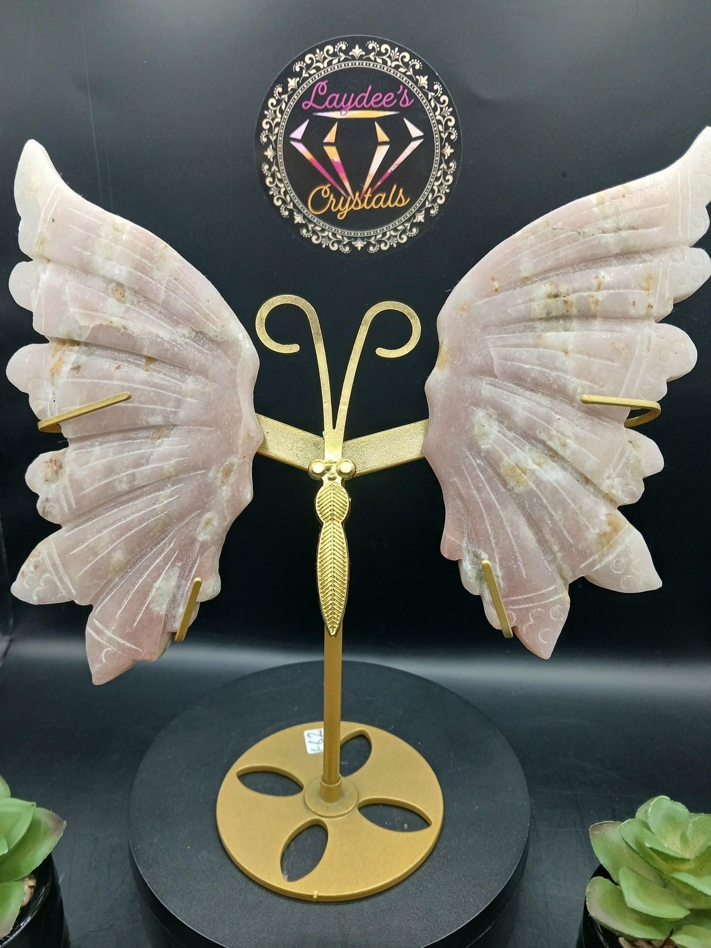 LARGE AGATE WINGS ON BUTTERFLY STAND