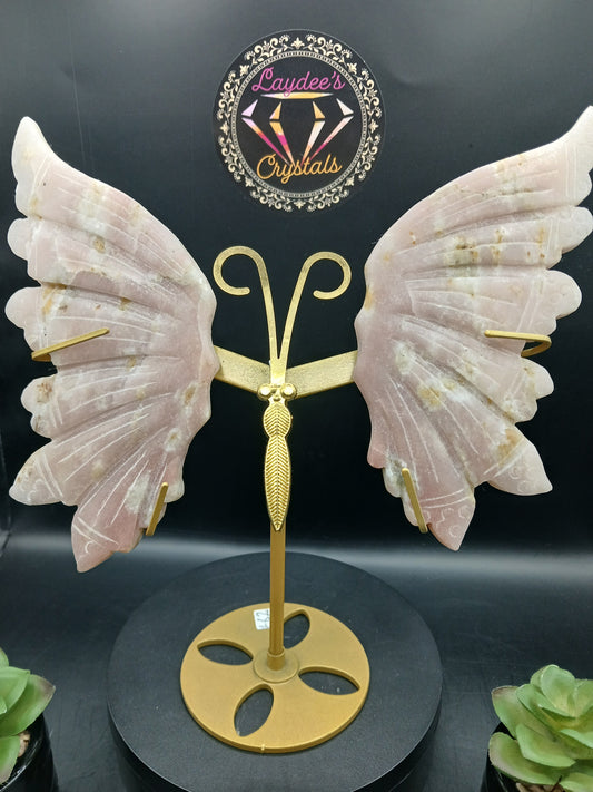 LARGE AGATE WINGS ON BUTTERFLY STAND