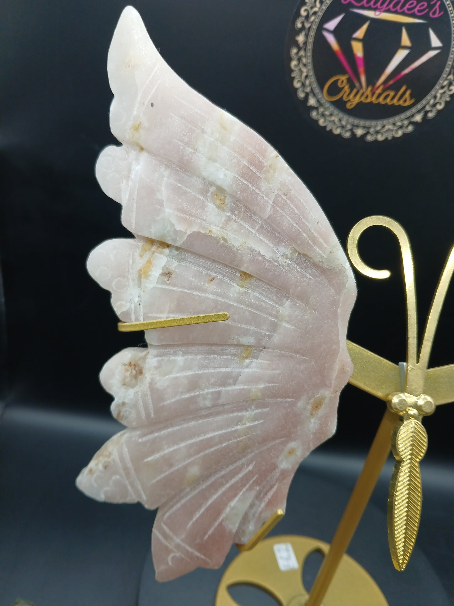 LARGE AGATE WINGS ON BUTTERFLY STAND