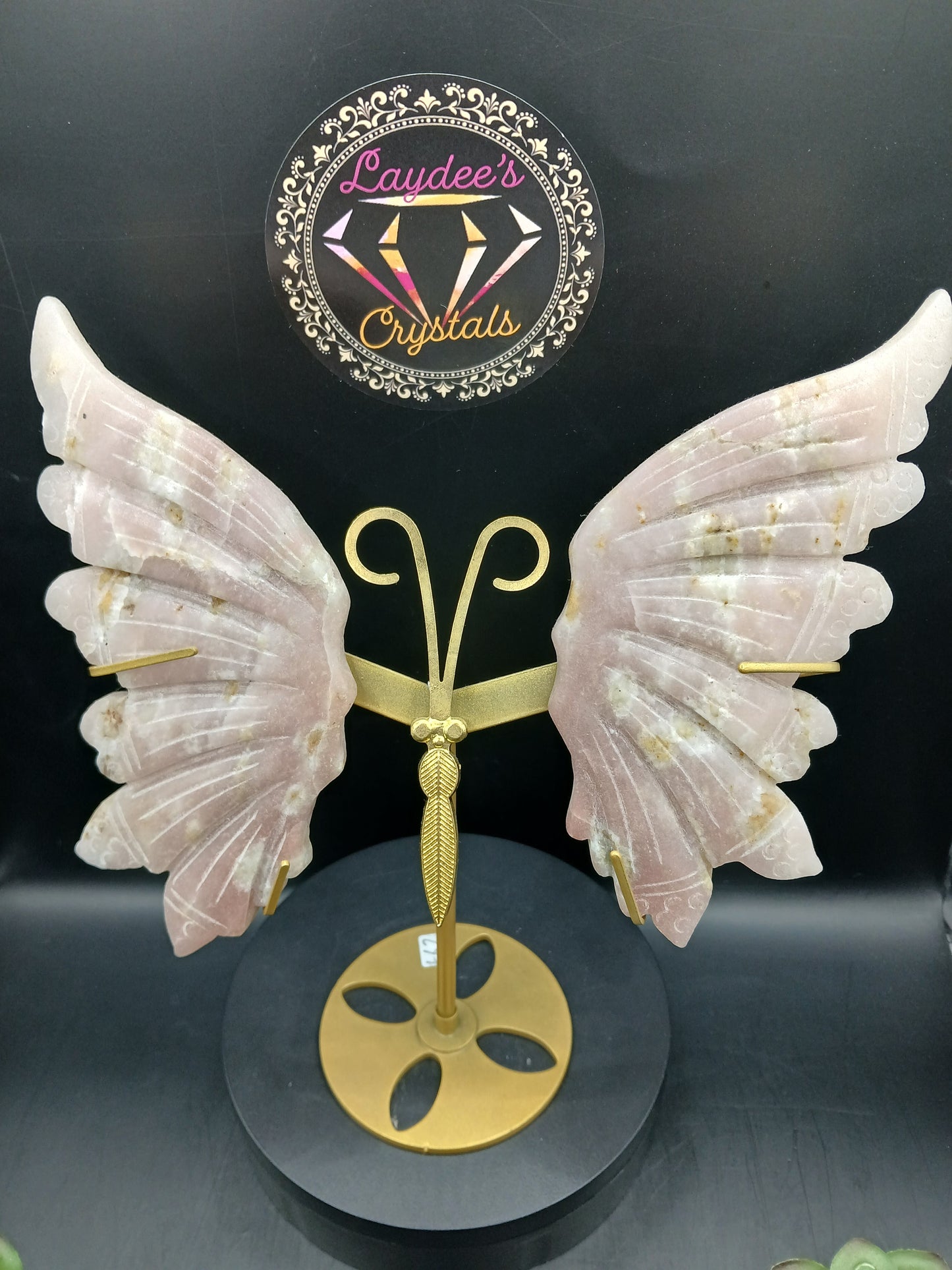 LARGE AGATE WINGS ON BUTTERFLY STAND