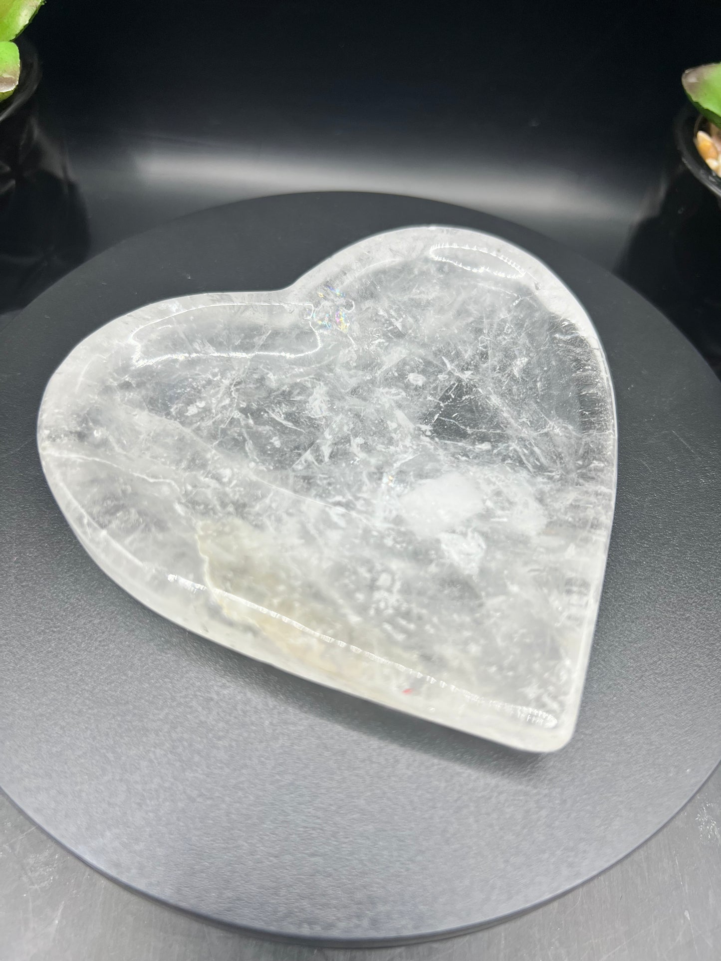 CLEAR QUARTZ HEART DISH