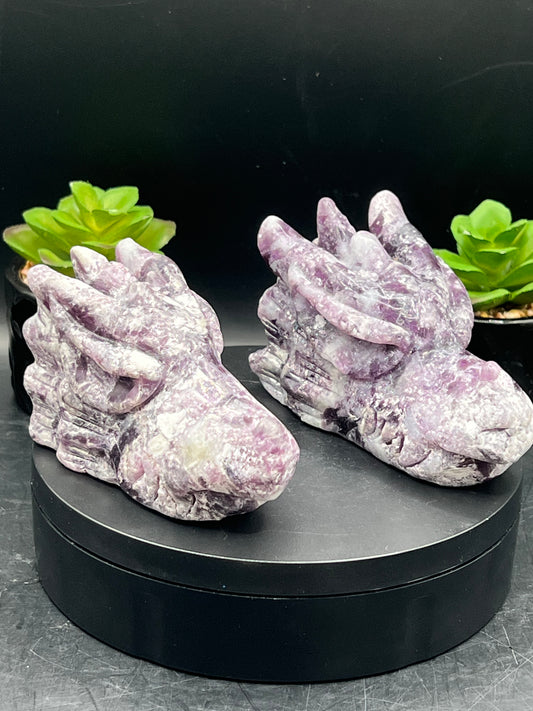 LEPIDOLITE DRAGON HEADS