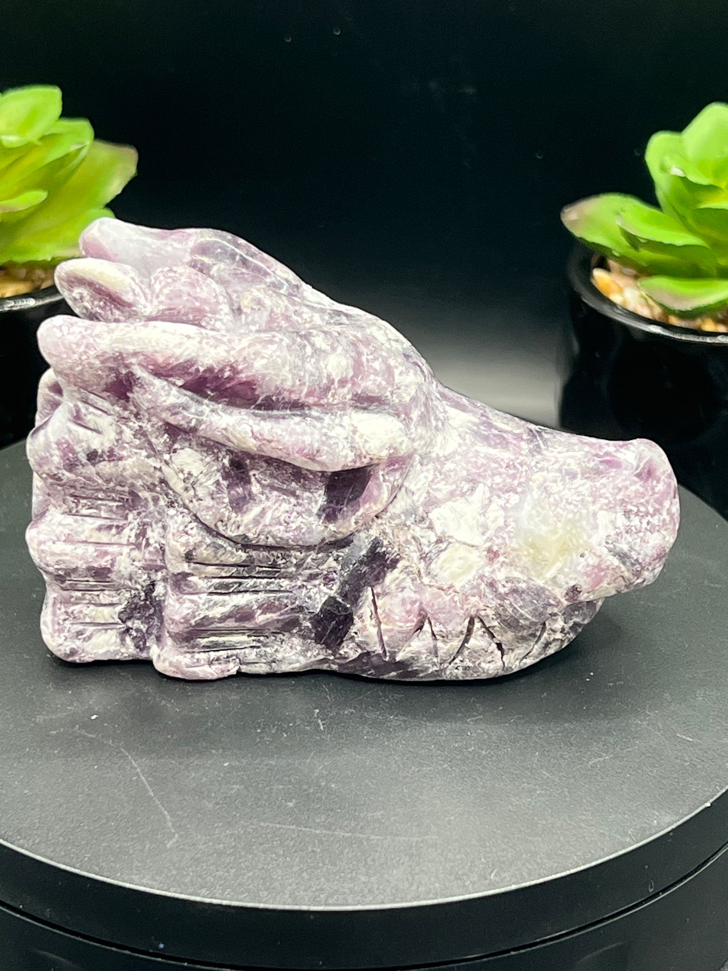 LEPIDOLITE DRAGON HEADS
