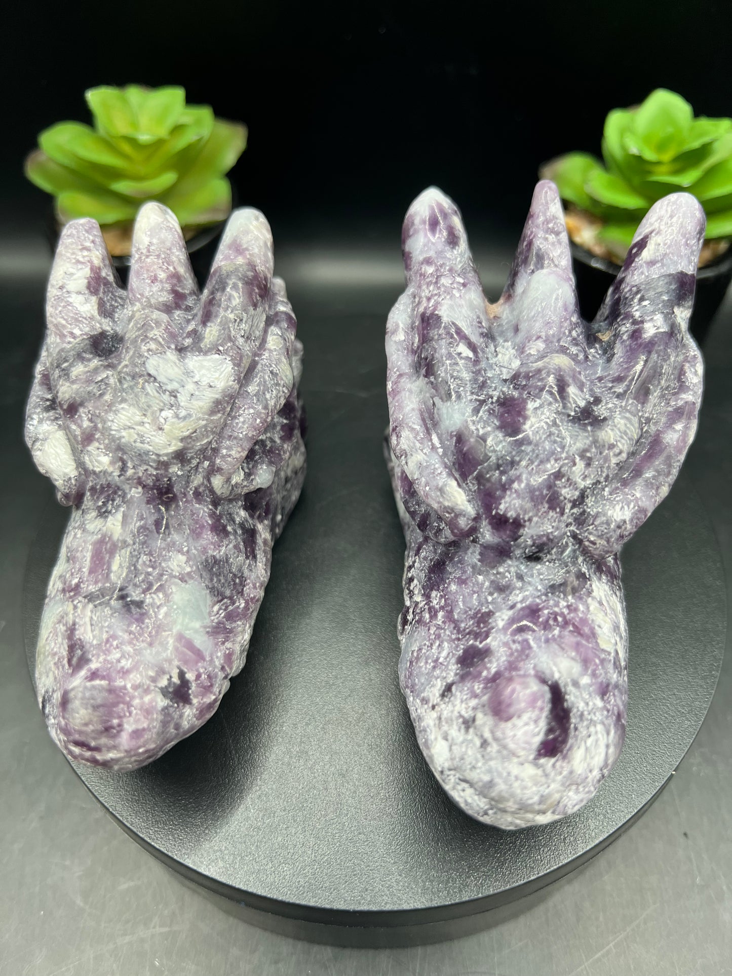 LEPIDOLITE DRAGON HEADS