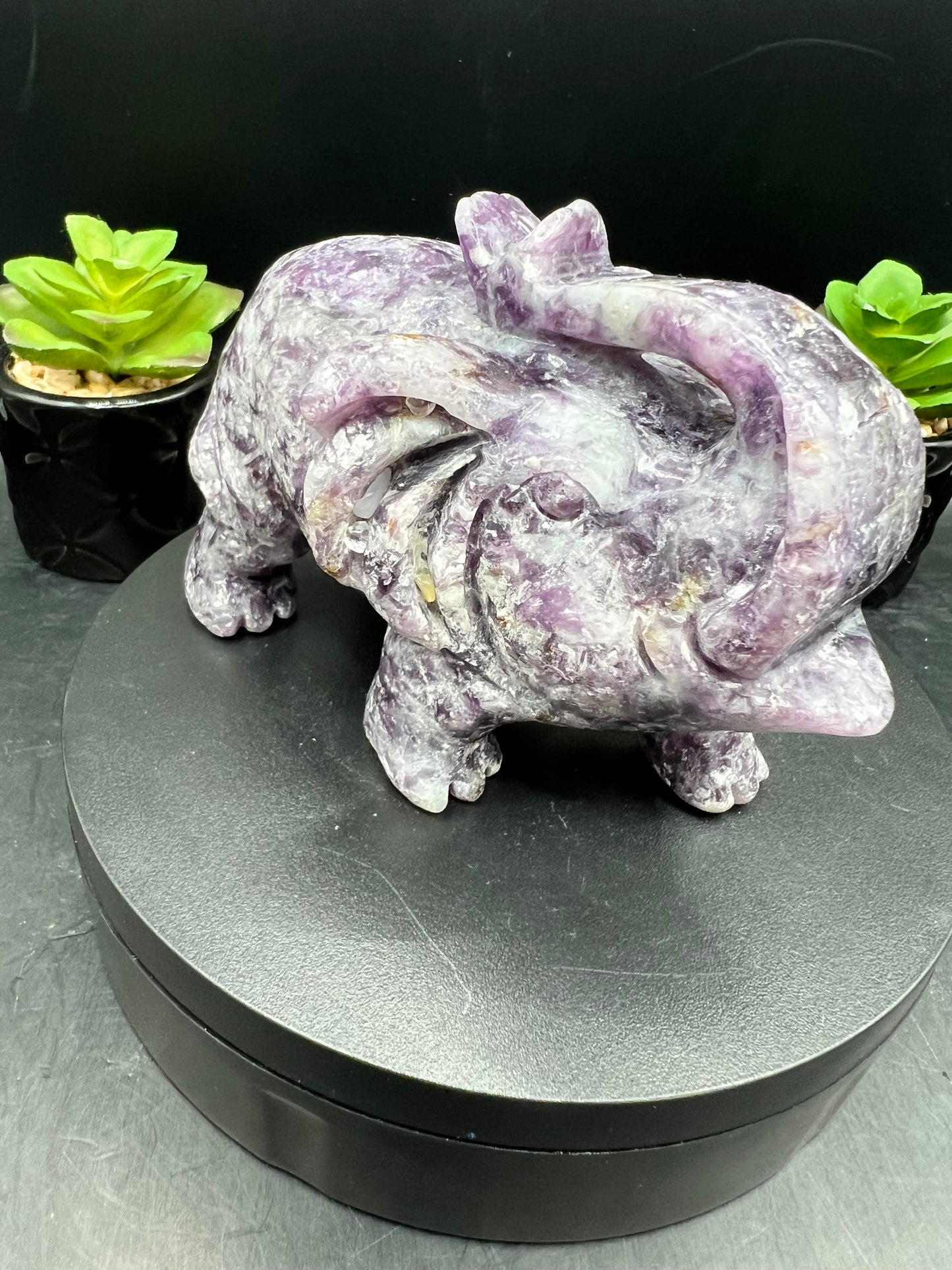 LEPIDOLITE ELEPHANT CARVING