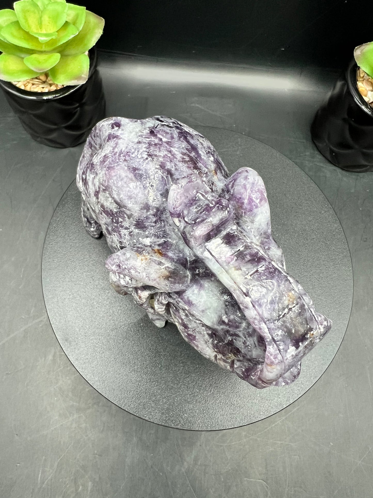 LEPIDOLITE ELEPHANT CARVING