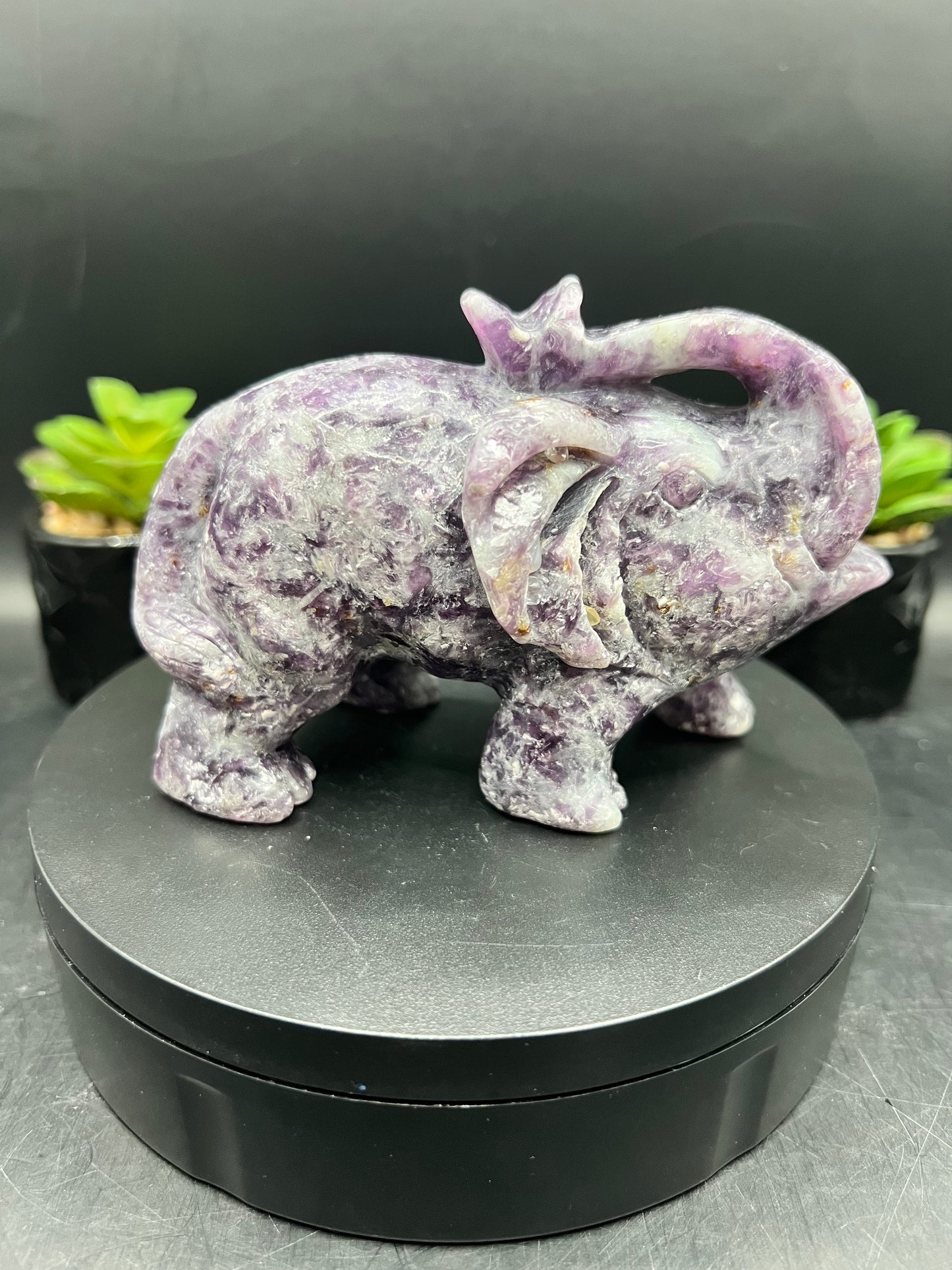 LEPIDOLITE ELEPHANT CARVING