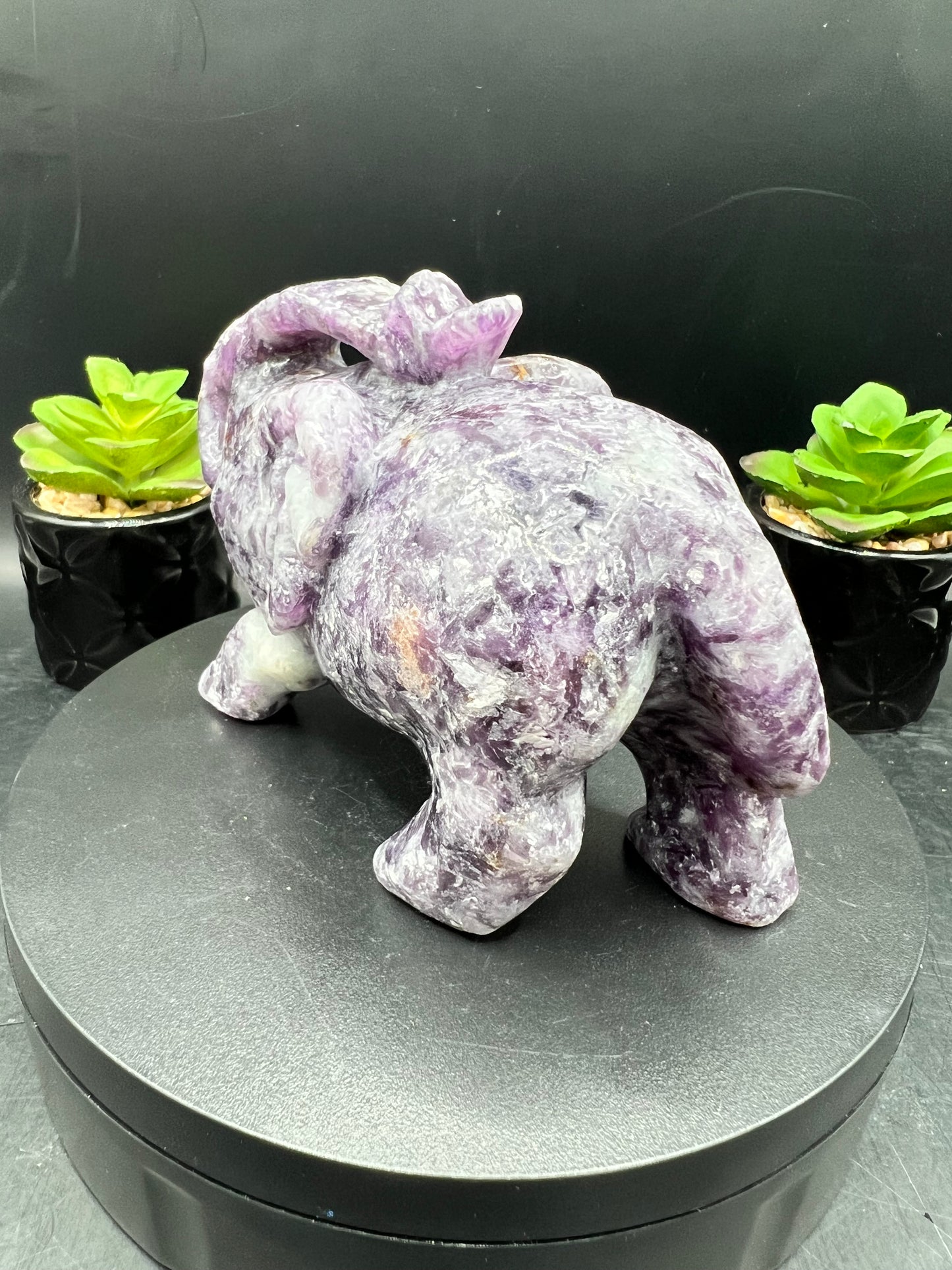 LEPIDOLITE ELEPHANT CARVING