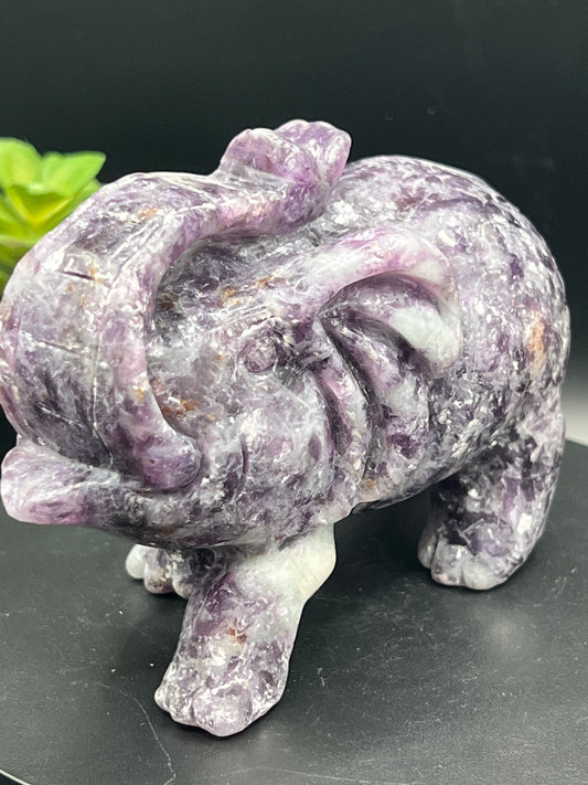 LEPIDOLITE ELEPHANT CARVING