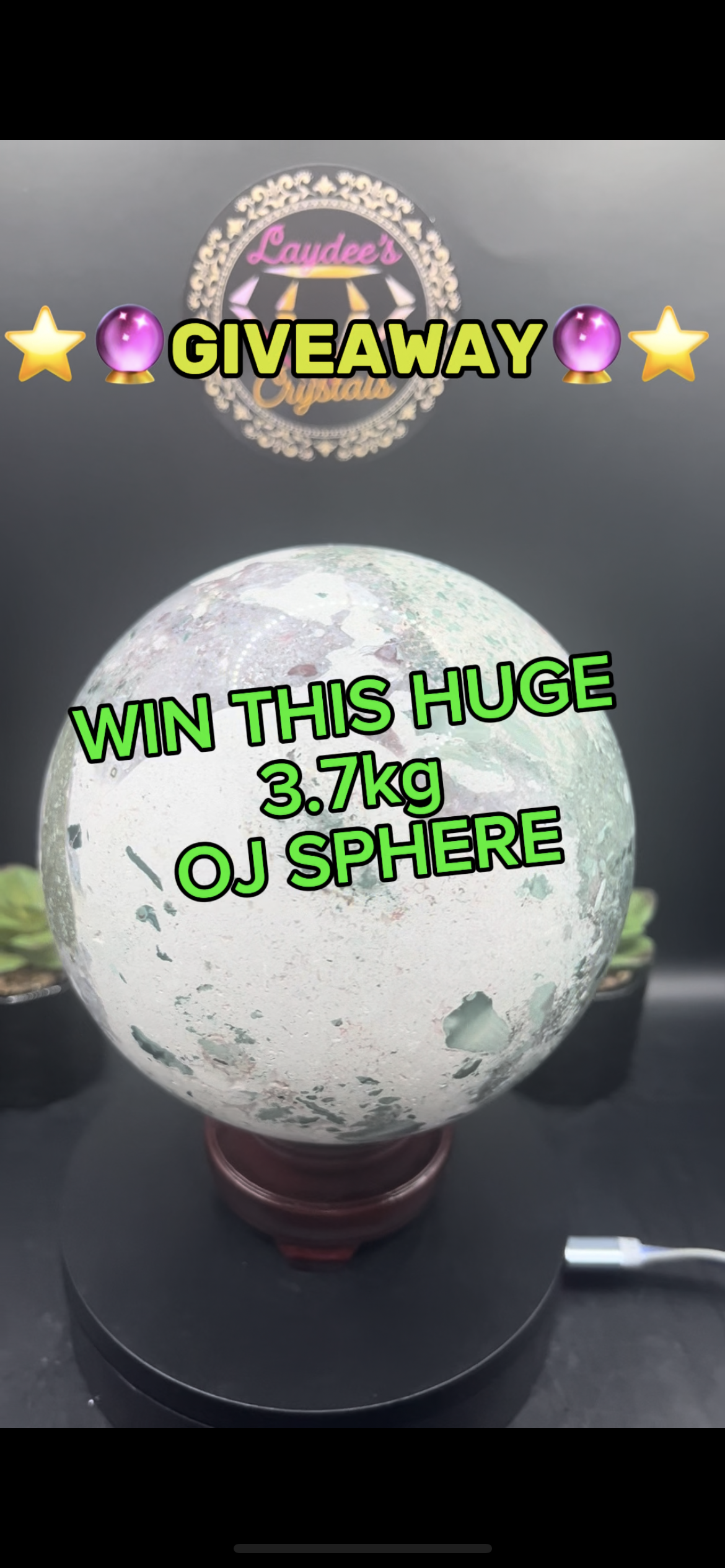3.7KG OCEAN JASPER SPHERE RAFFLE TICKETS