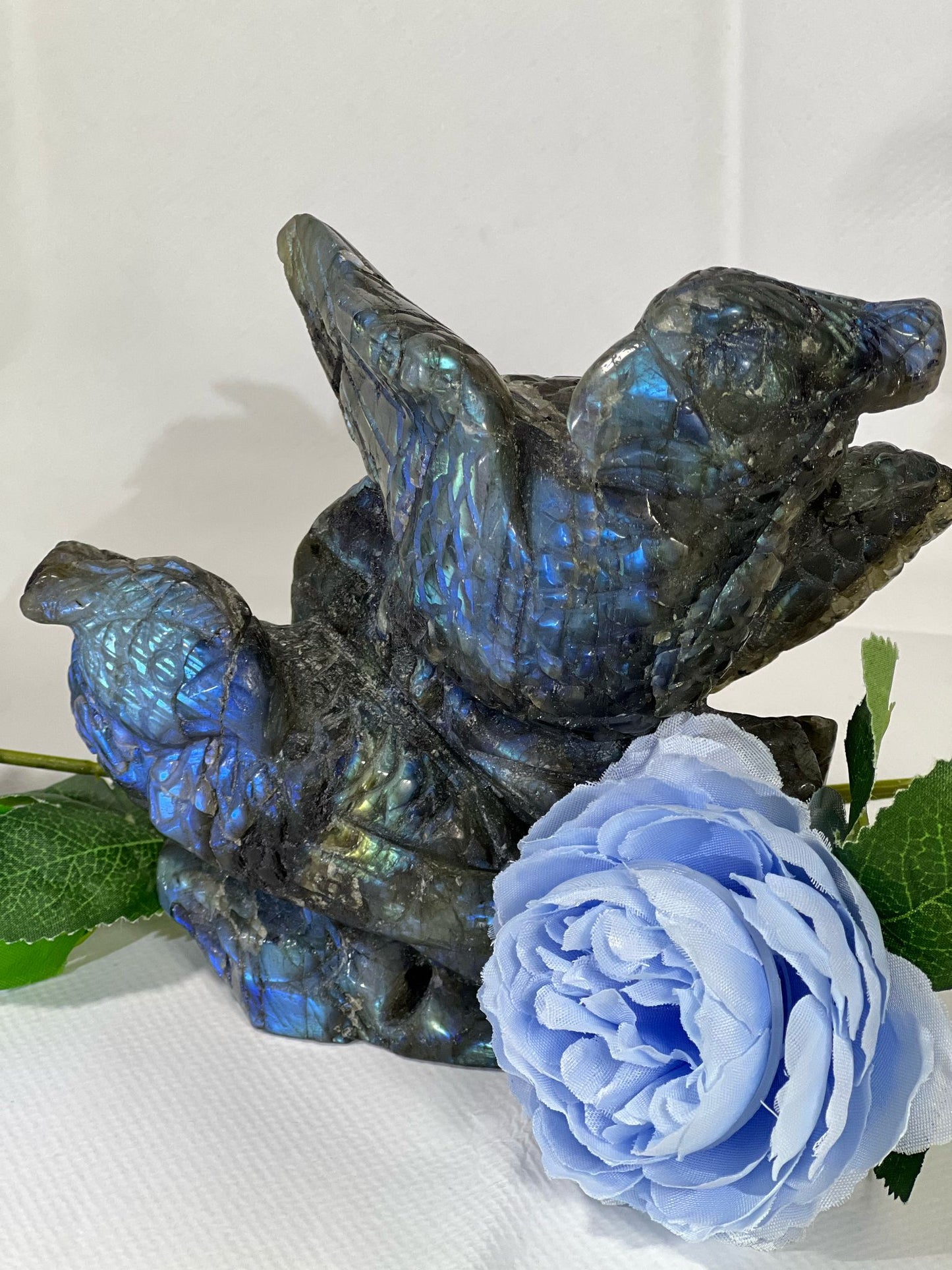 SUPER BLUE FLASH LABRADORITE PARROT CARVING