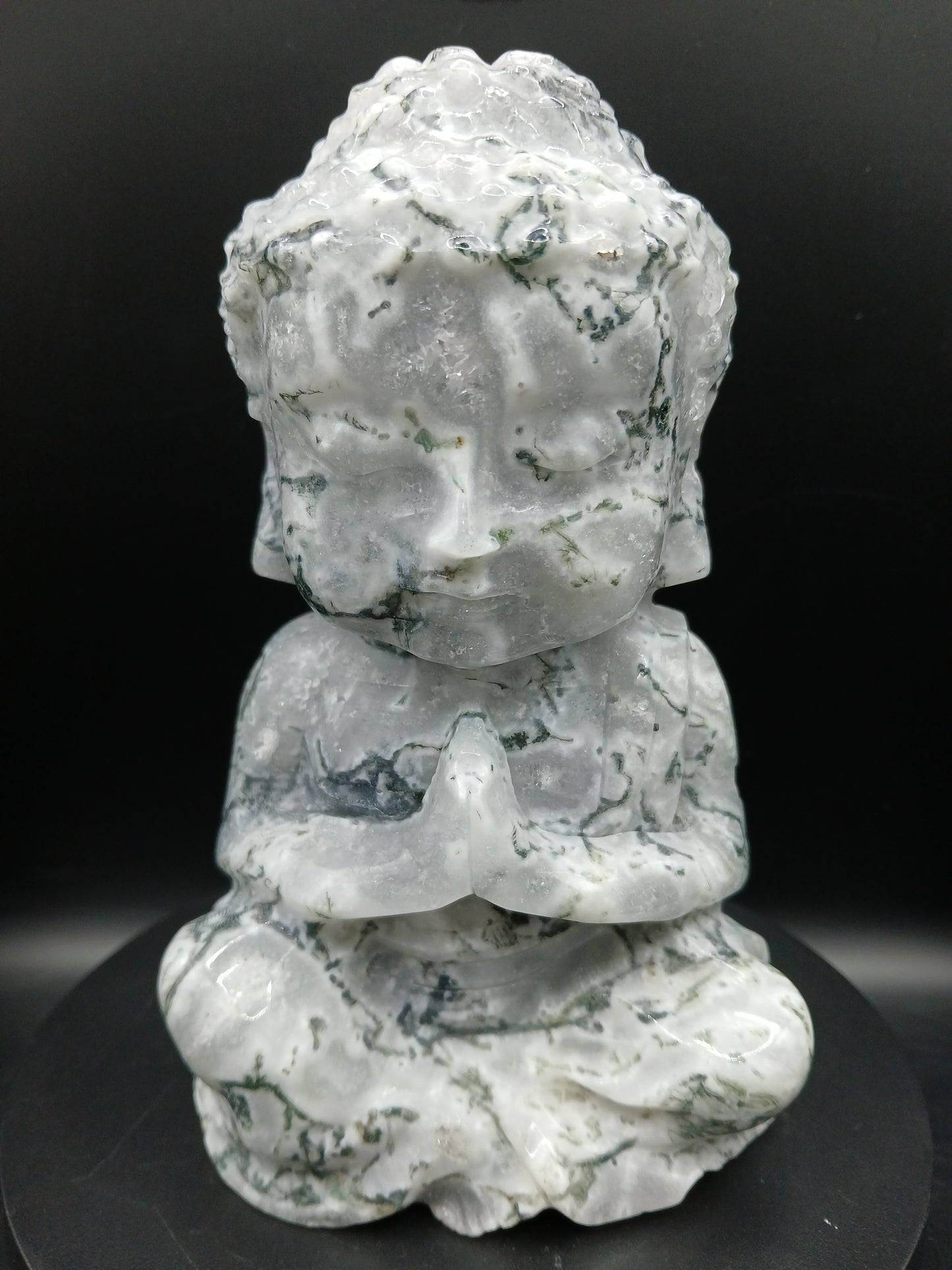 LARGE DRUZY MOSS AGATE BUDDHA'S
