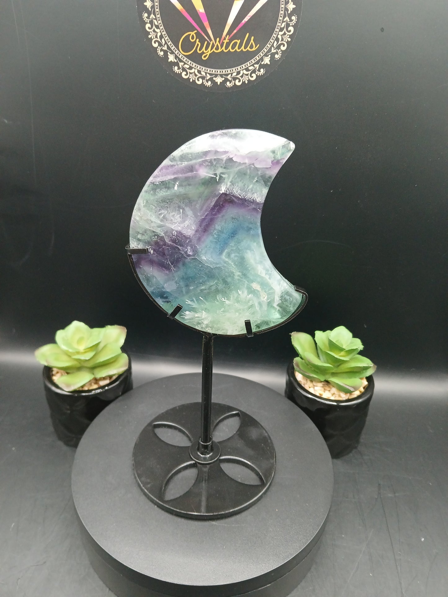 FLUORITE MOON ON STAND