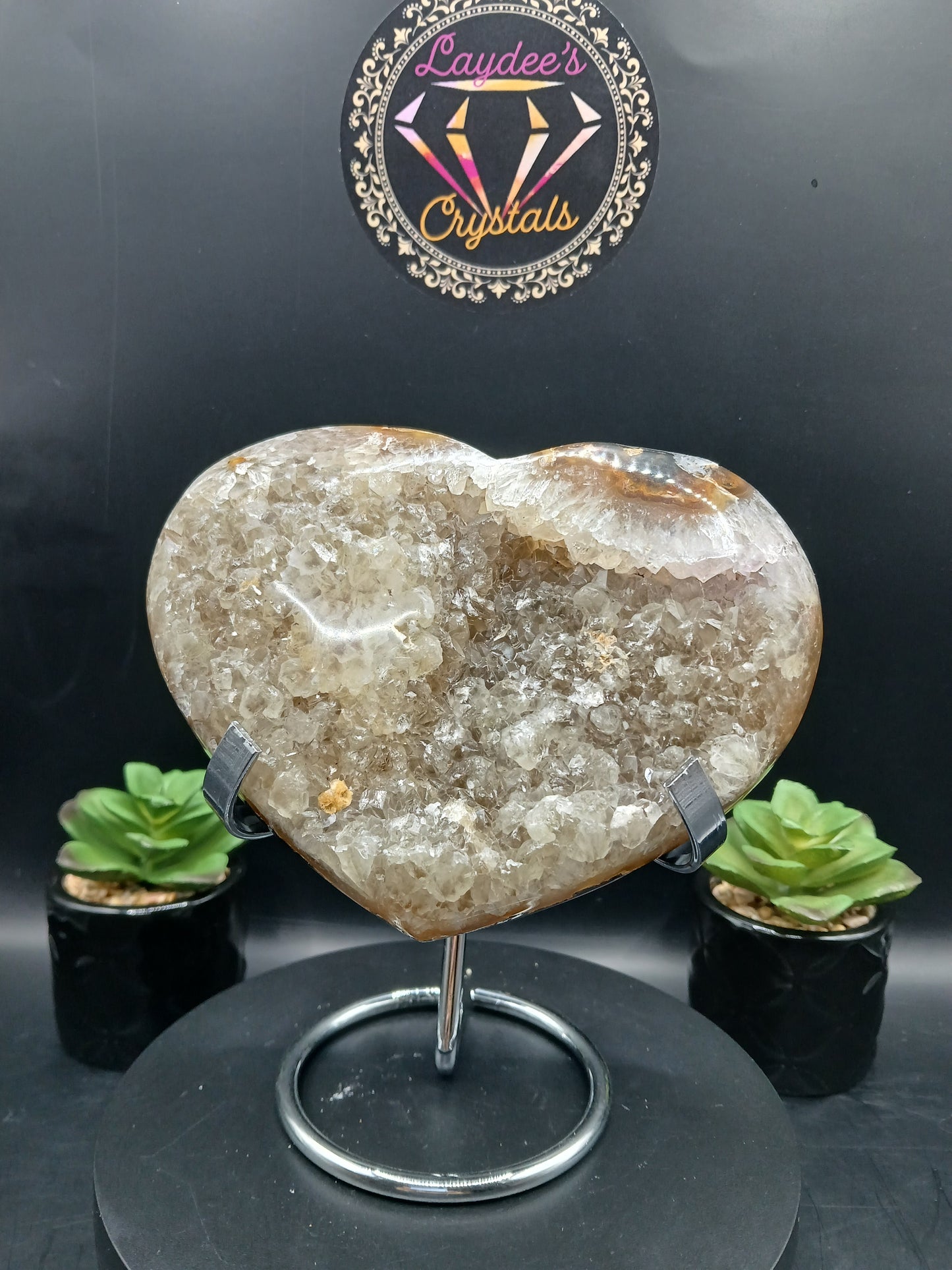 LARGE DRUZY AGATE HEART
