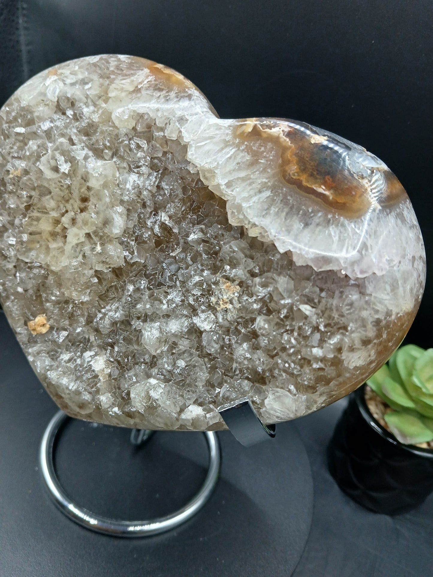LARGE DRUZY AGATE HEART