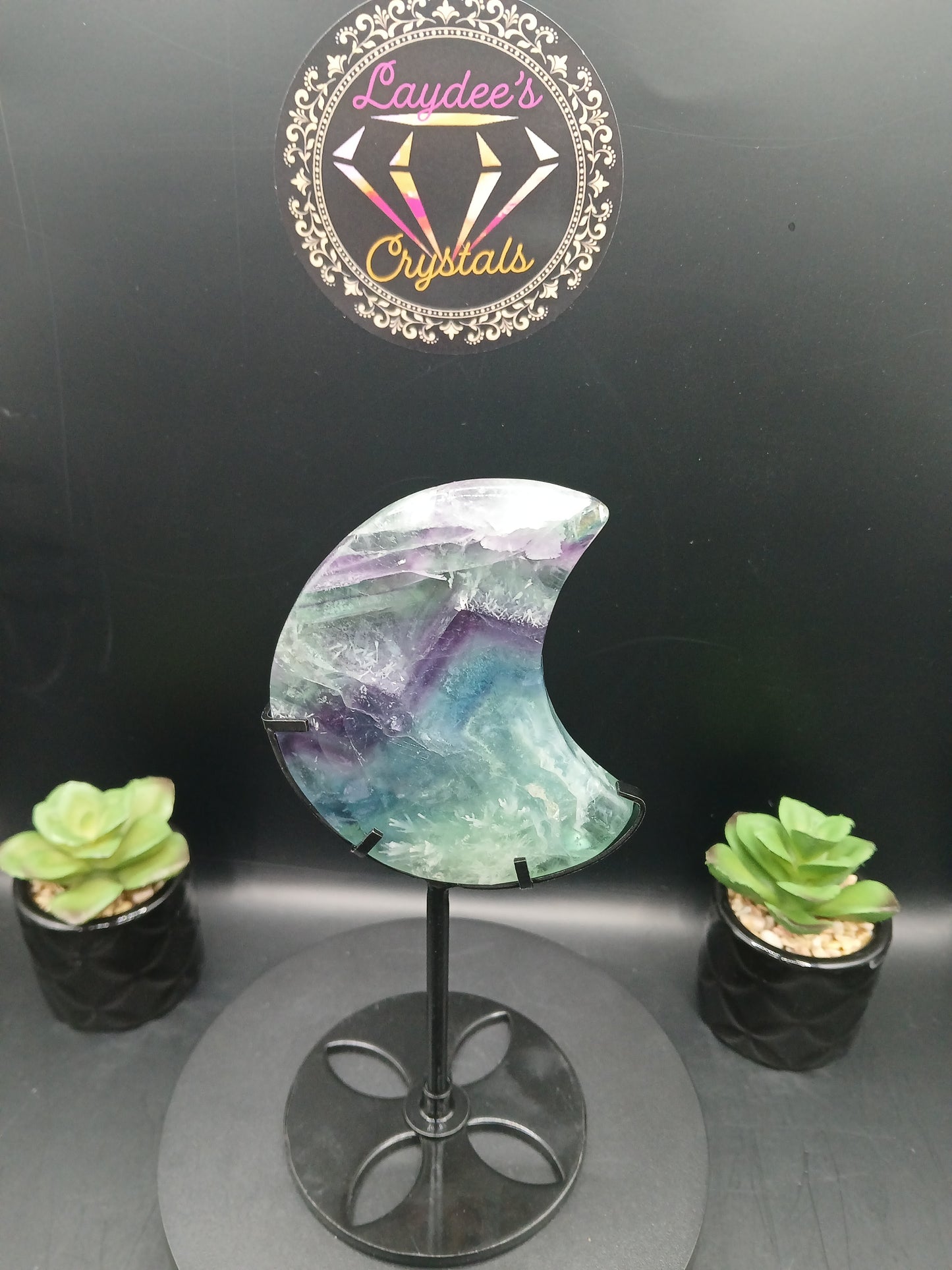 FLUORITE MOON ON STAND