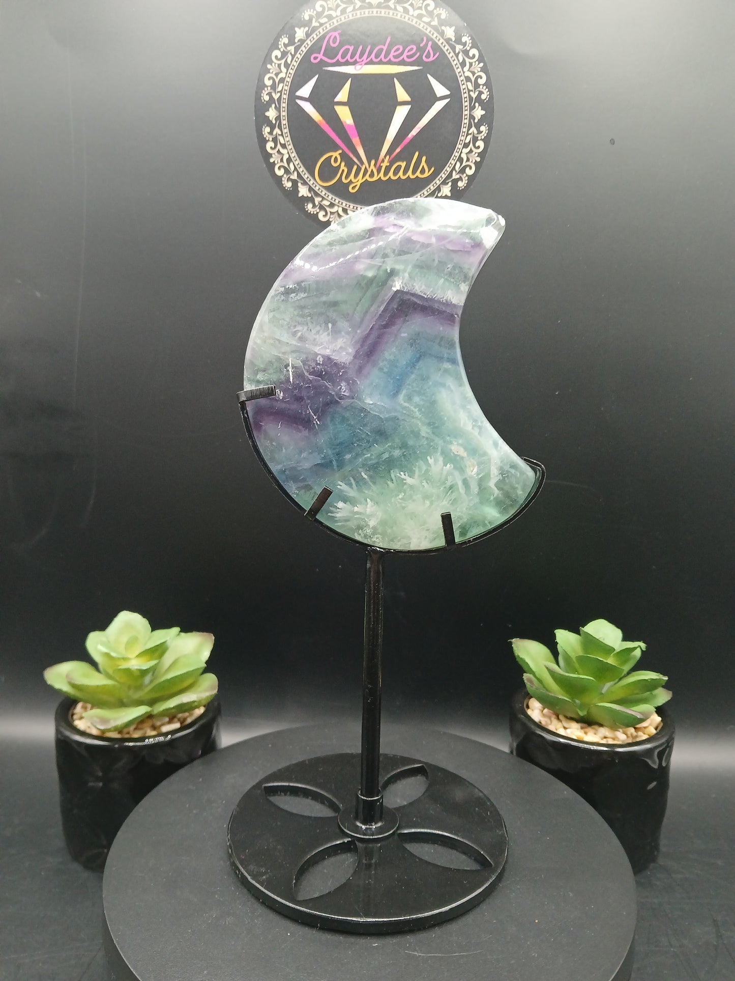 FLUORITE MOON ON STAND