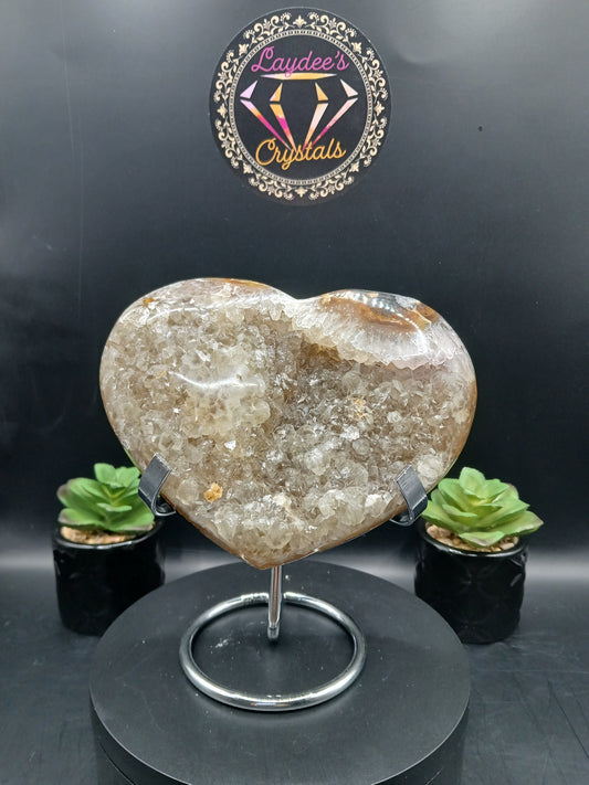LARGE DRUZY AGATE HEART
