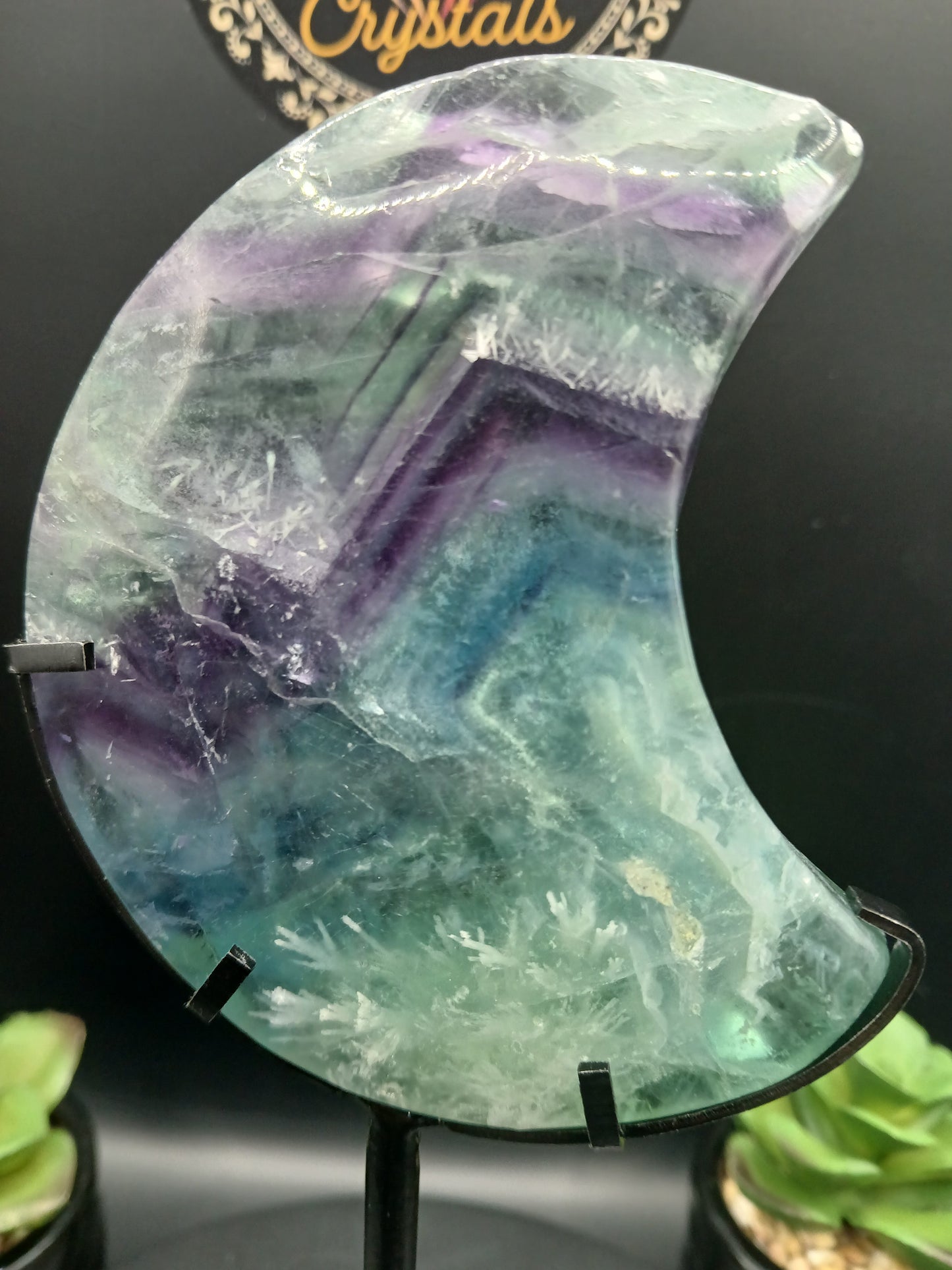 FLUORITE MOON ON STAND