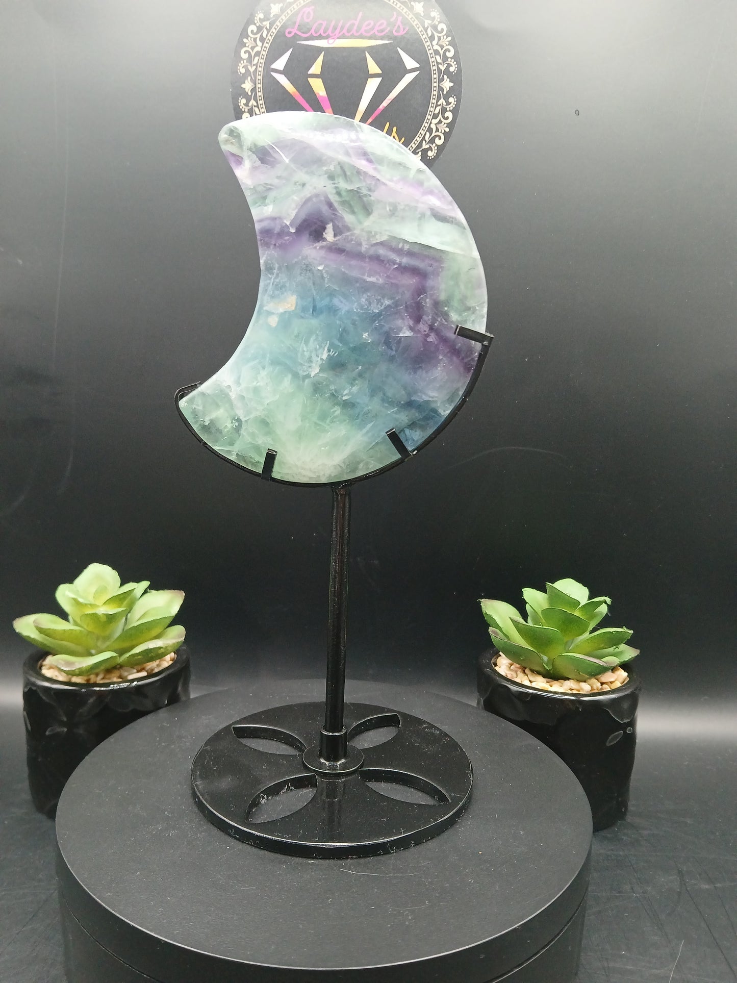 FLUORITE MOON ON STAND